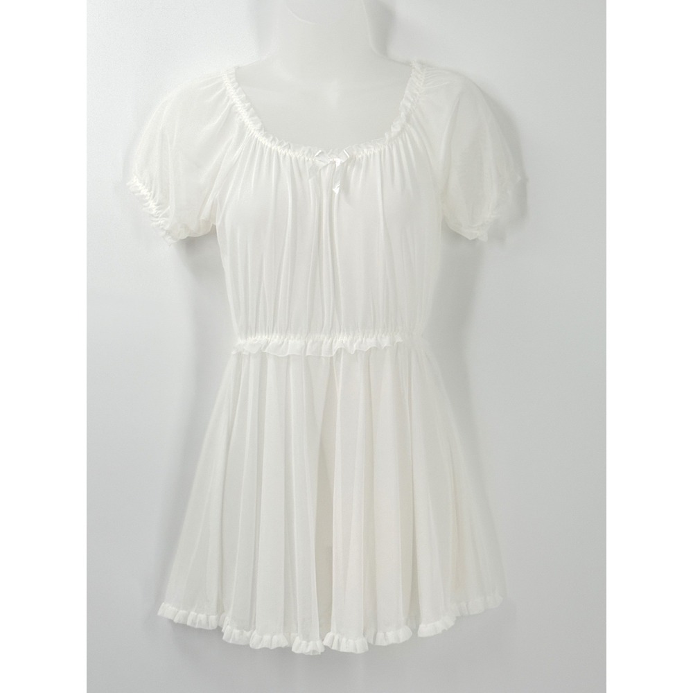 Coquette Sheer Mesh Babydoll dress Womens sz S layering ethereal angel core y2k